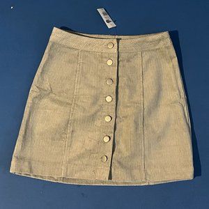 Charlotte Russe Light Gray Corduroy Mini Skirt Button Front Size Small S NWT